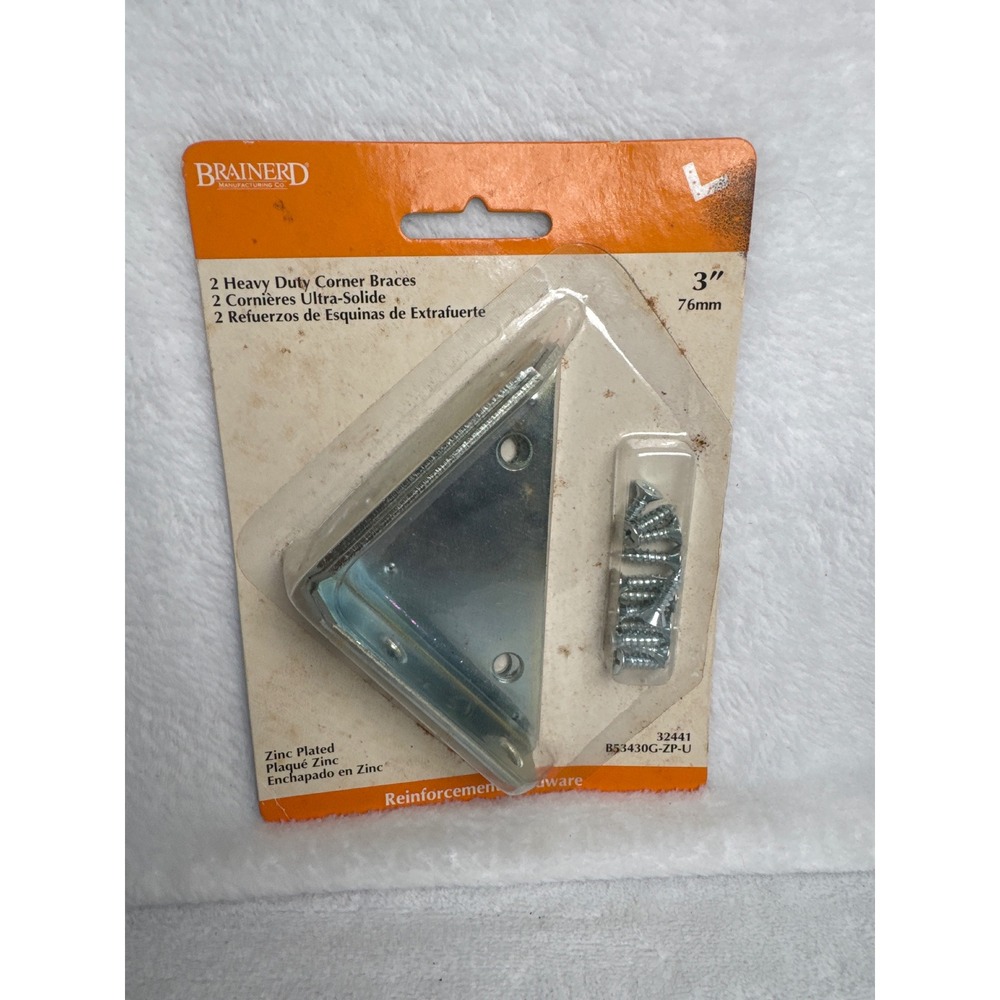 Heavy Duty Zinc Plated Brainerd Corner Braces Hardware 3" Silver New 2-Pack